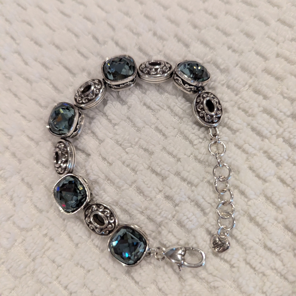 Elegant Silver Bracelet with Blue Accents
